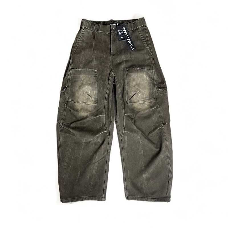 BEESTTEWONG美式高街设计感工装牛仔裤潮流复古高腰宽松阔腿裤