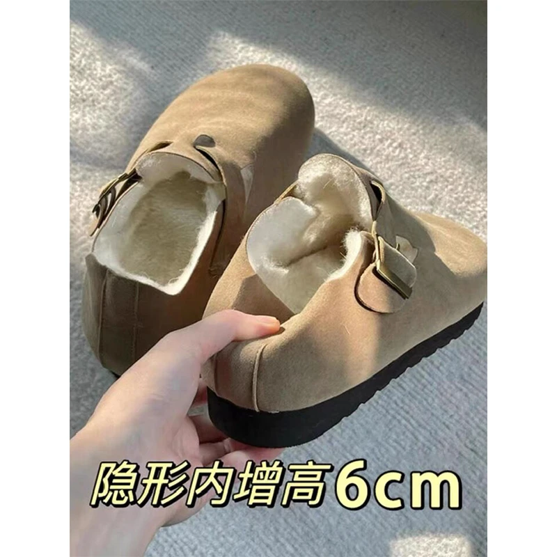 小码313233毛毛鞋女2023新款秋冬34码内增高厚底勃肯鞋冬加绒保暖