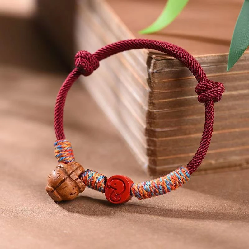桃木朱小沙十二生肖藏式编绳链绳不掉色小众设计复古民主风手饰