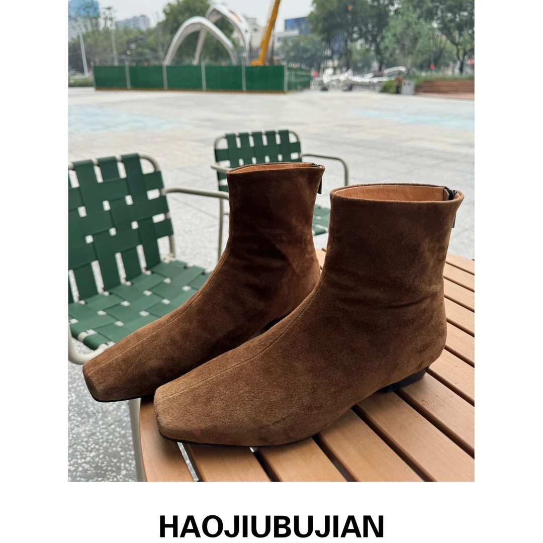 好久不见咖色方头半靴