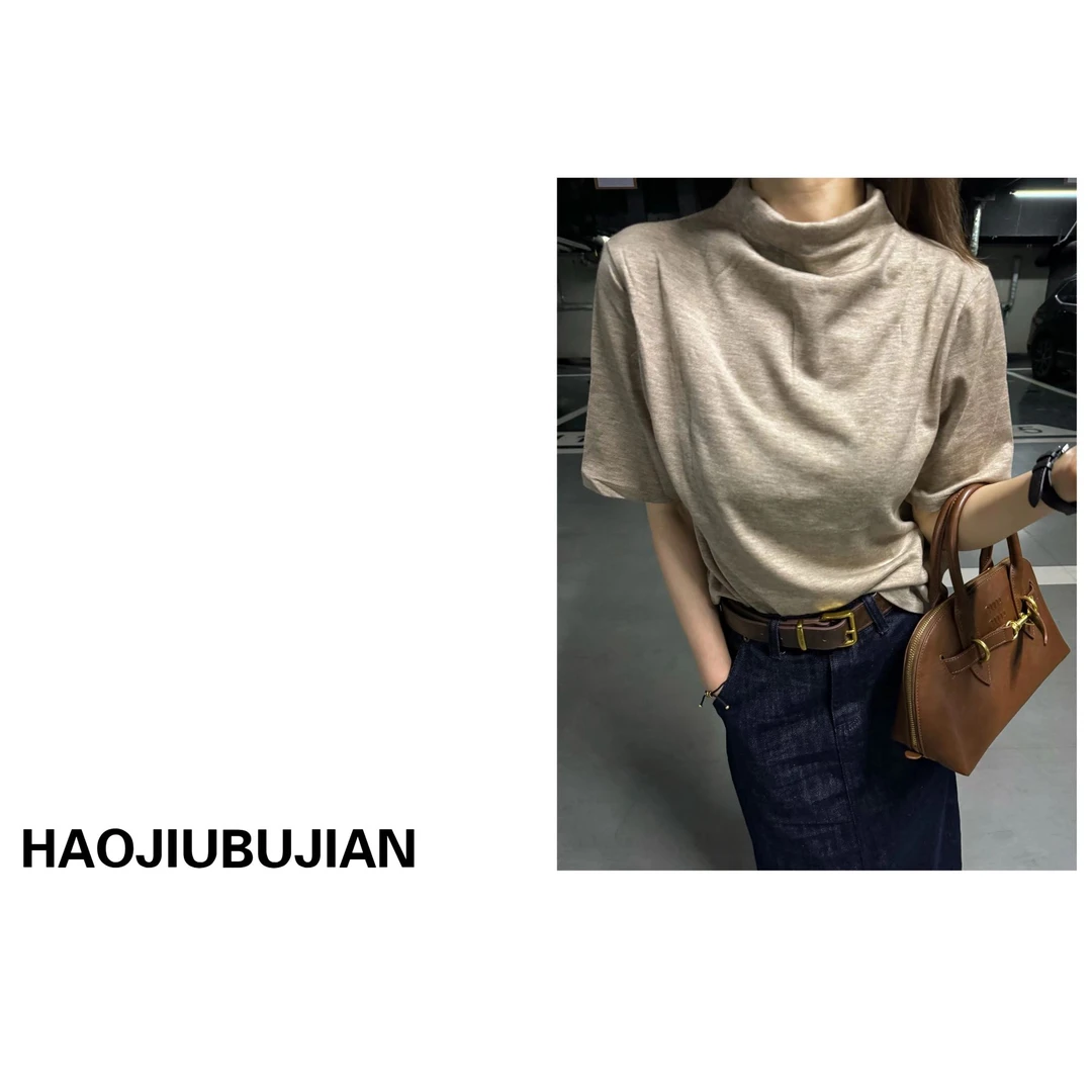 好久不见燕麦色高领半袖