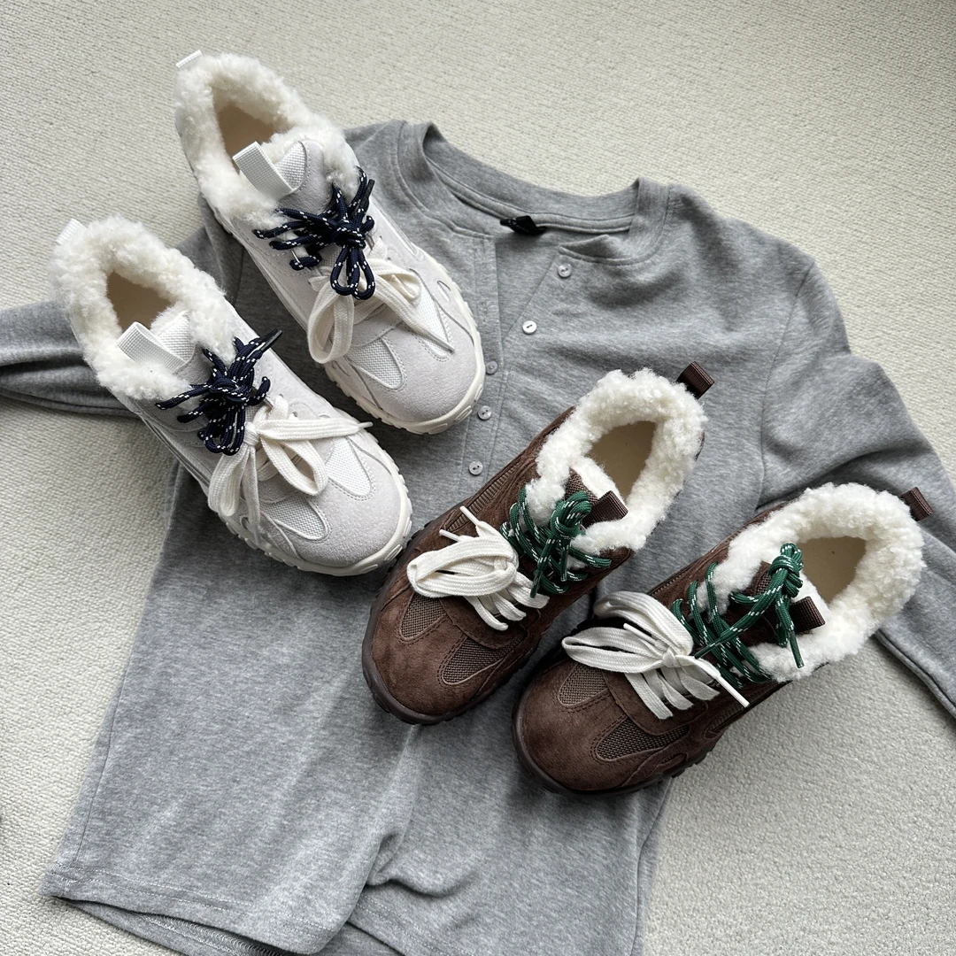 【薛定饿】秋冬季百搭加绒厚底内增高小个子德训鞋老爹鞋保暖休闲