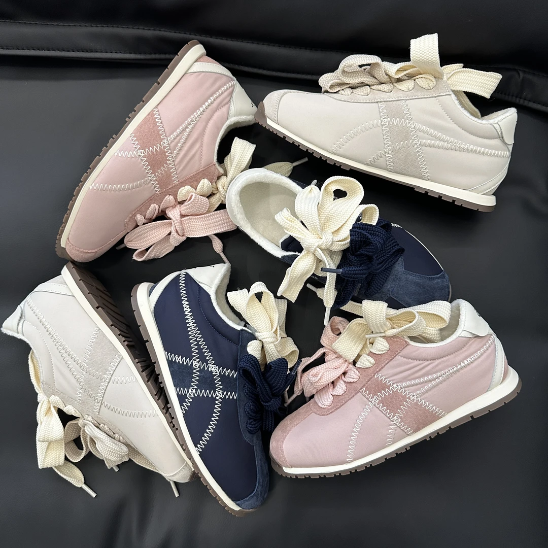 【薛定饿】小众德训鞋复古百搭加绒双蝴蝶结运动保暖女鞋内增高真皮