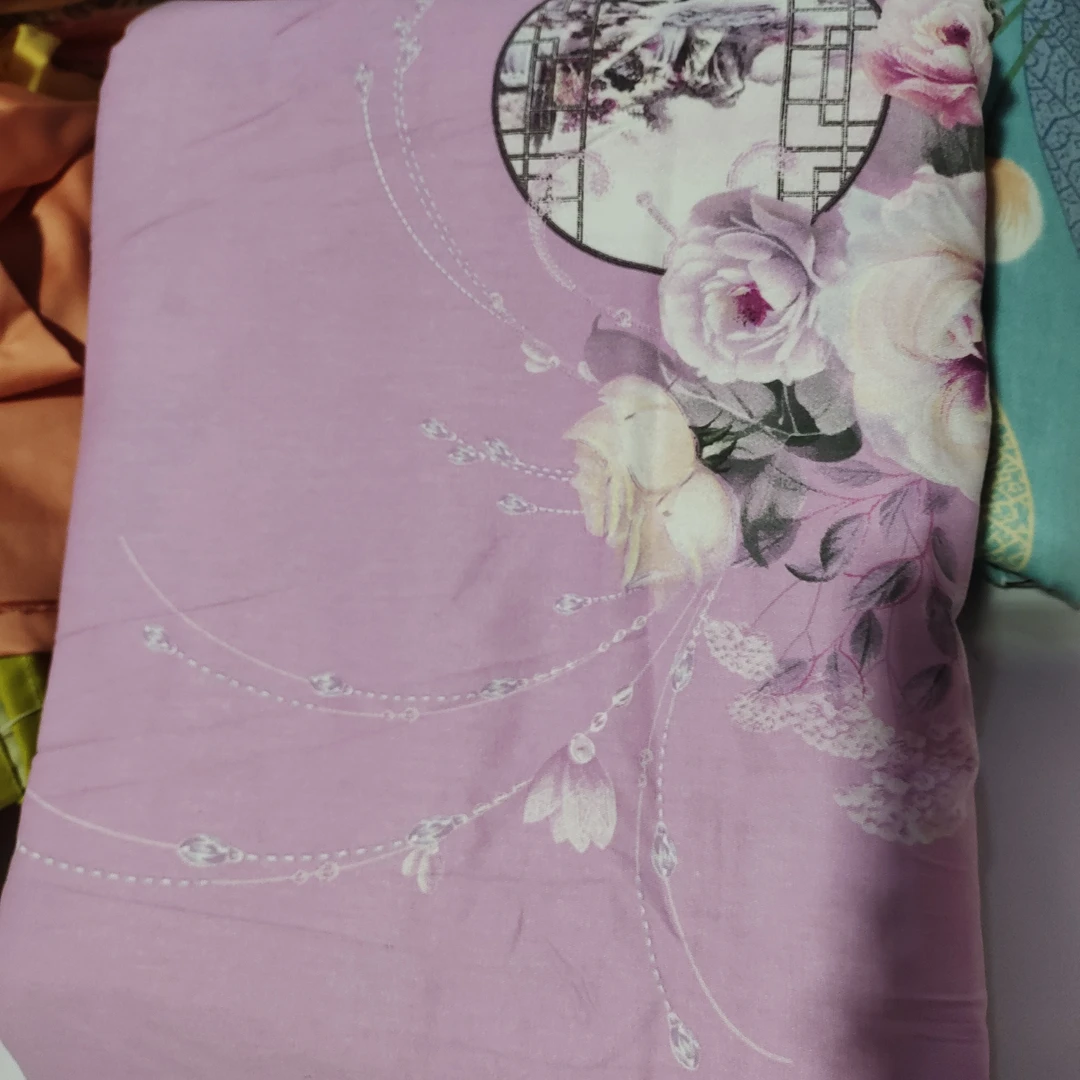 紫色新中式成品被套秋冬款加密加厚磨毛