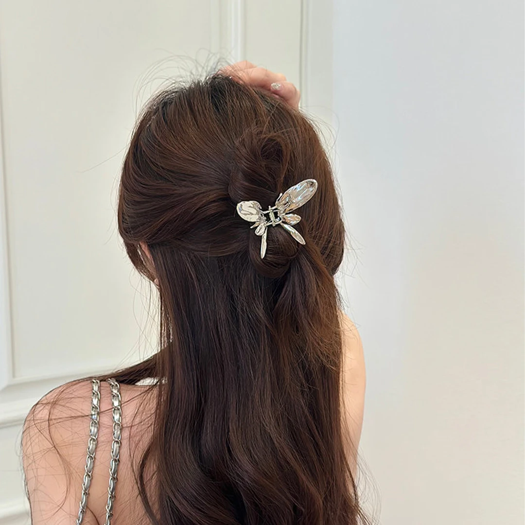 高级感金属蝴蝶抓夹甜酷辣妹半扎发小抓夹盘发夹鲨鱼夹后脑勺头饰