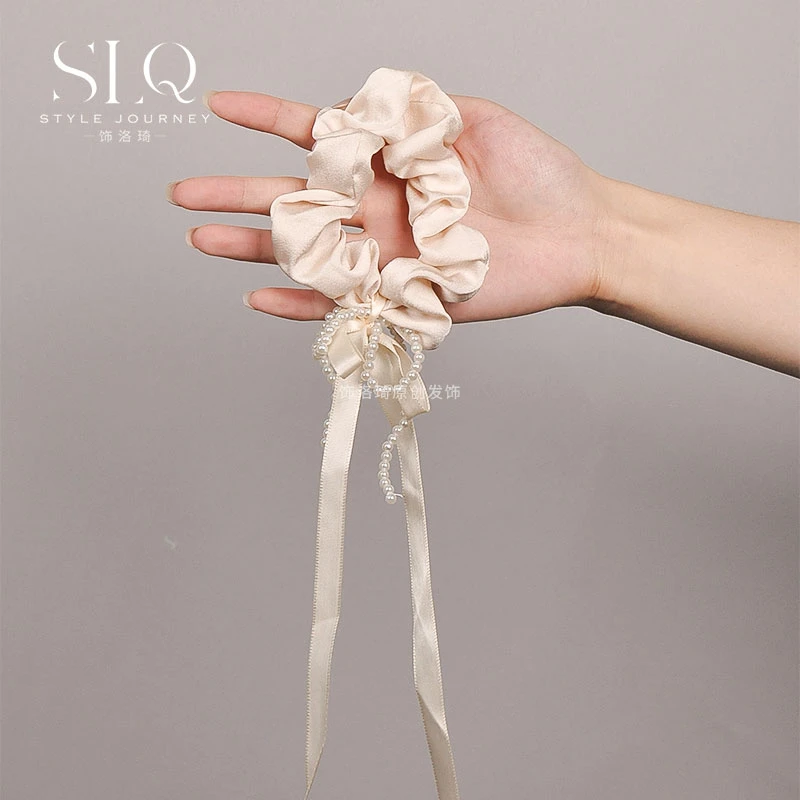 绮丽曼妙-大肠发圈法式飘带头花蝴蝶结网红日系发饰丝带缎面