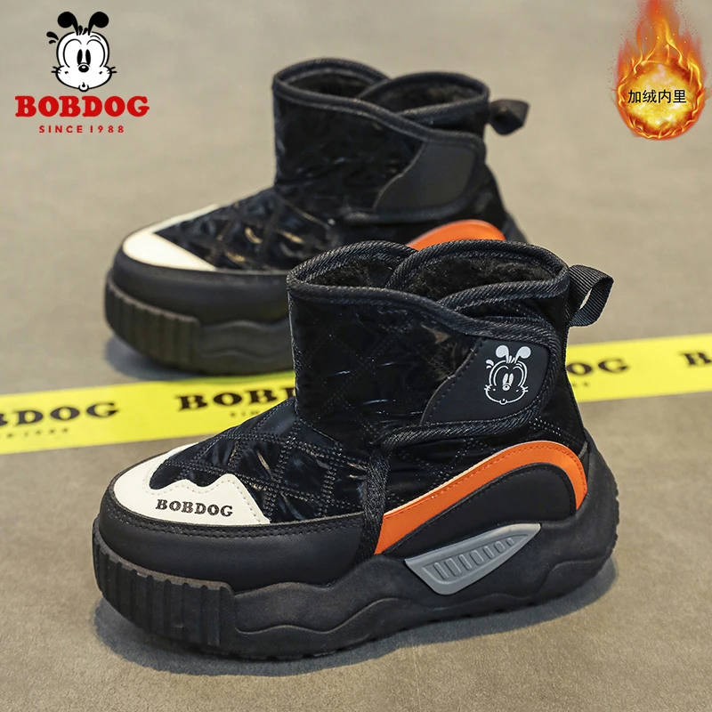 Bobdog/巴布豆儿童雪地靴亲子款冬季男童女童加绒加厚保暖雪地靴