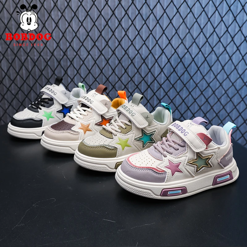 Bobdog/巴布豆2025新款童鞋男女运动板鞋防水透气超轻运动鞋