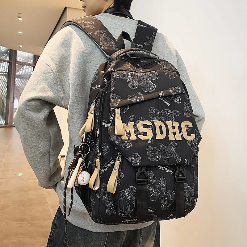 双肩包女初中生高颜值百搭爆款书包高中生大学生男生旅行轻便背包