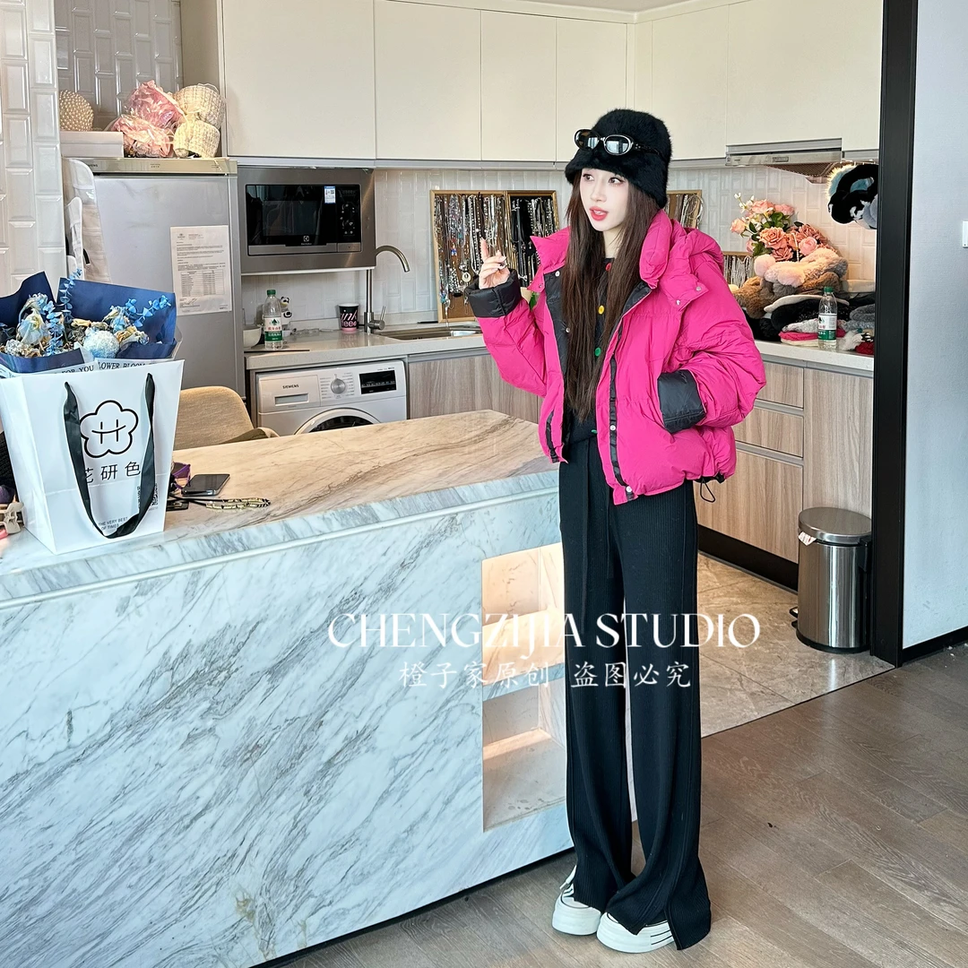 【裴诗婷 】橙子·studio 【巴塞罗那】WT0422派克服竖条带帽外套