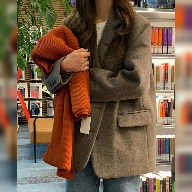 毛呢大衣2023女秋冬新款赫本风韩系温柔小个子高级感短款西装6192