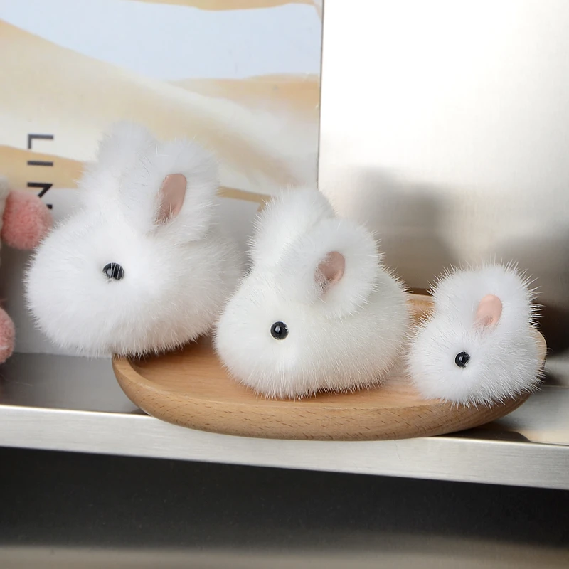 水貂毛可爱小玉兔包包挂饰女高档毛绒玩偶公仔汽车钥匙扣挂件礼物