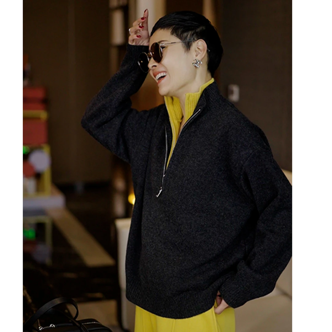 【keke设计-ay438】百搭高级感轻奢女装定制长袖针织衫