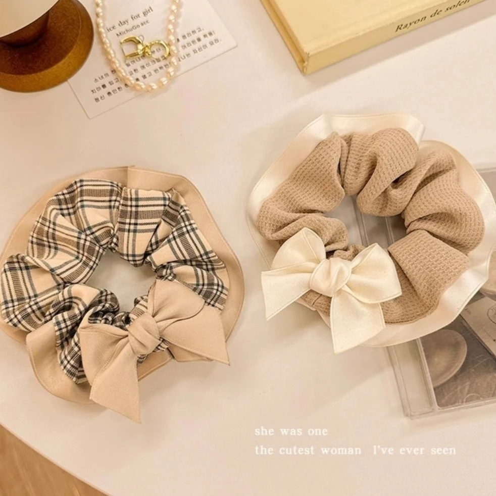 美拉德蝴蝶结大肠发圈女高弹力耐用发绳丸子头扎发头绳头饰橡皮筋