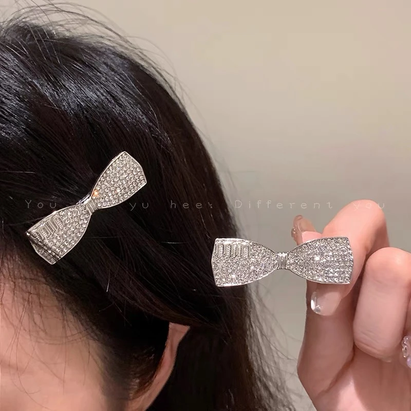 在逃公主闪亮芭比 蝴蝶结锆石发夹女精致侧边夹高级感刘海夹子ins