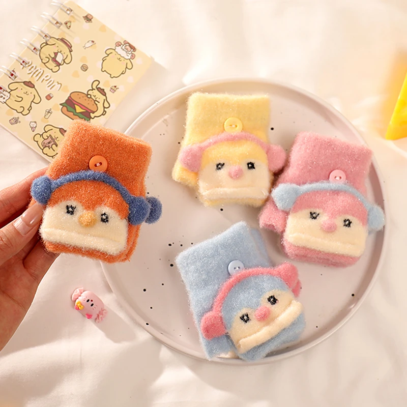 新生婴儿手套男女小宝宝0-3岁翻盖无指冬天防寒儿童半指小童保暖2