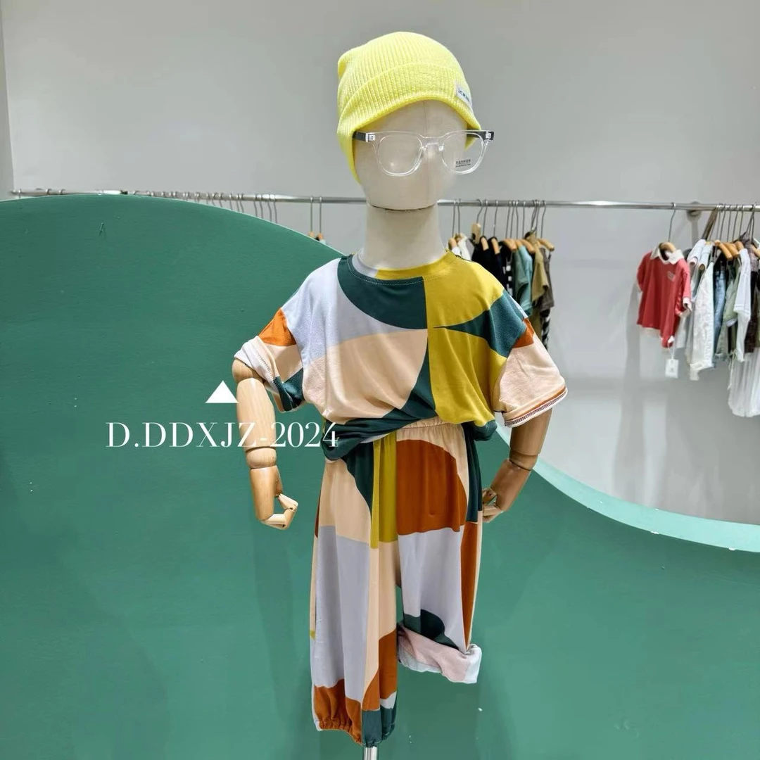 【六一.专场】达不溜家夏季 男童居家外出花布针织家居服套装 80056