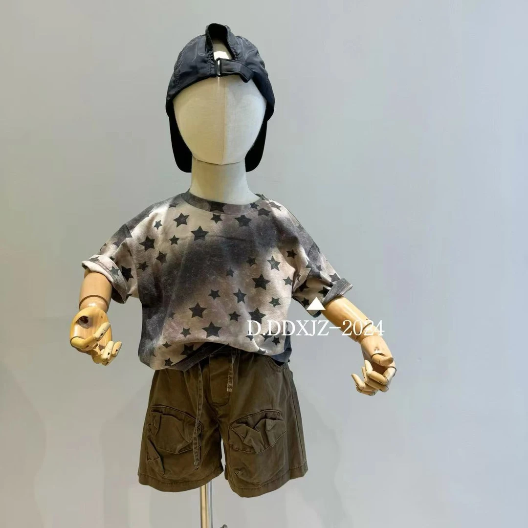 【捡漏款】达不溜家韩版男女童高颜值满印五角星短袖 DD35188