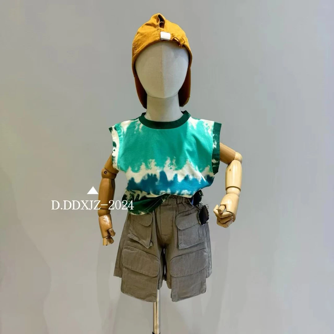 【捡漏】达不溜家原创韩版夏季扎染男女童 无袖小背心 DD35175