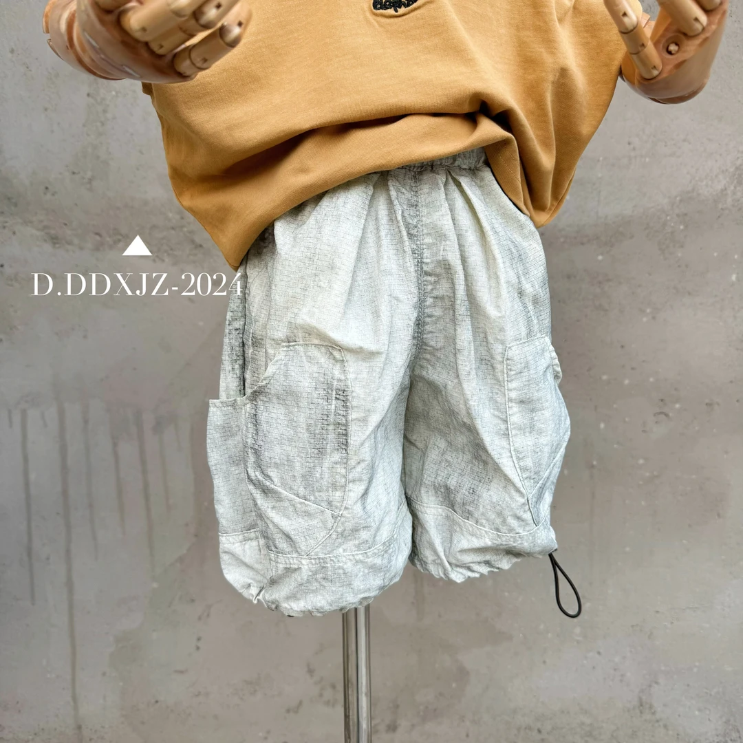 【夏款.上新】达不溜家韩版男女童出街高颜值扎染工装七分中裤 6073