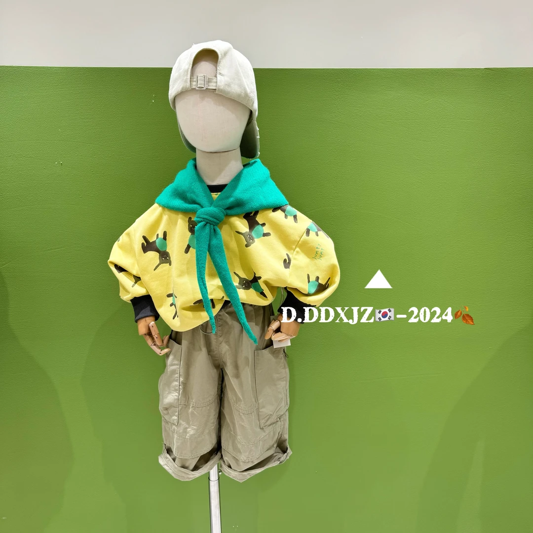 【捡漏】达不溜家韩系男童拼色 长袖印花圆领卫衣8073