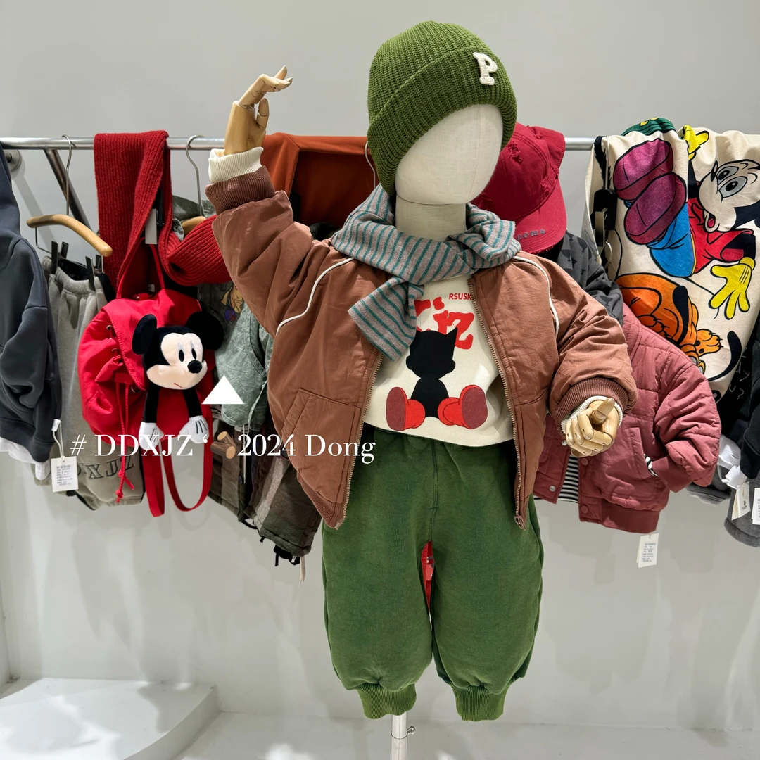 【冬款日常上新】达不溜家原创男童韩系冬款纯色字母夹棉外套 85052