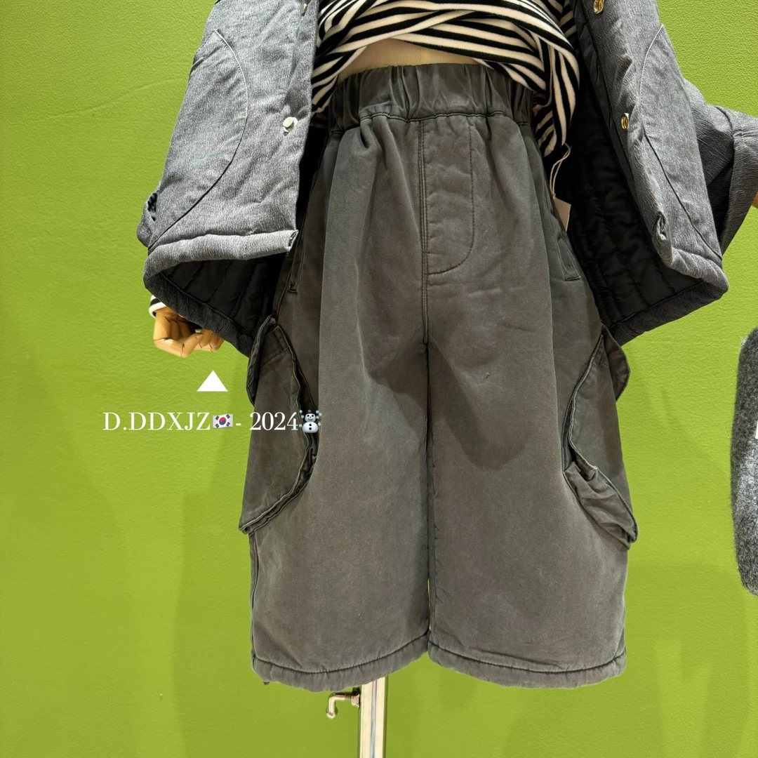 【双十一收官上新】达不溜家原创儿童韩版百搭工装一体绒长裤 75012