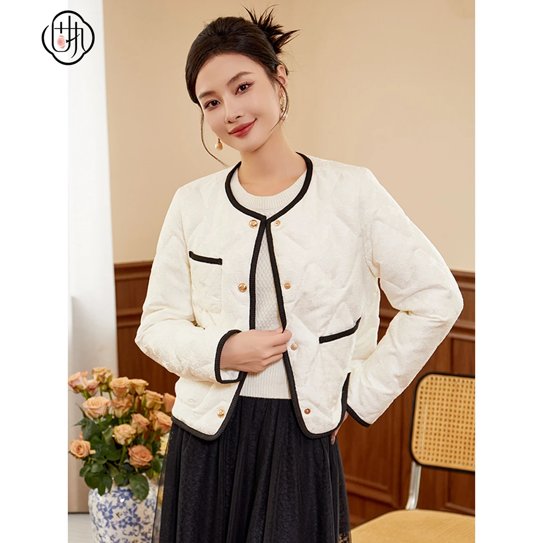 【丽公主】固执圆领长袖90白鸭绒羽绒服短外套女8723