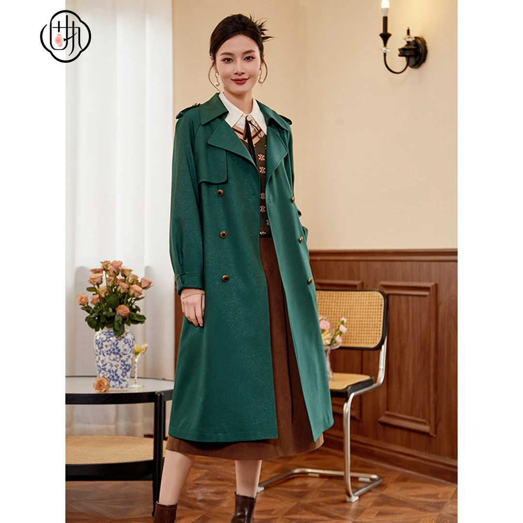 【丽公主】固执秋季新款学院风长袖腰带中长款风衣外套女装8639