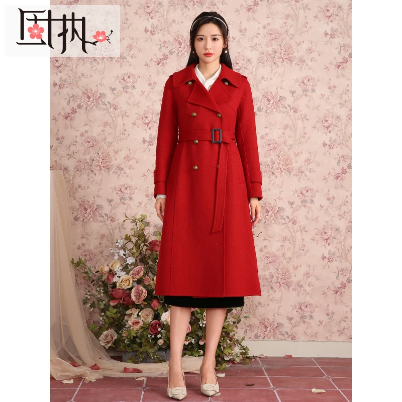 固执秋冬新款欧式双面毛呢大衣外套女20923MT07725显瘦