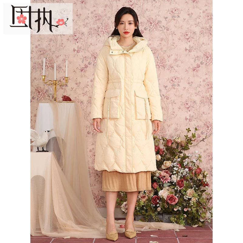 【诗语专属】固执秋冬中长款连帽90绒羽绒服外套女50824YR07737女装