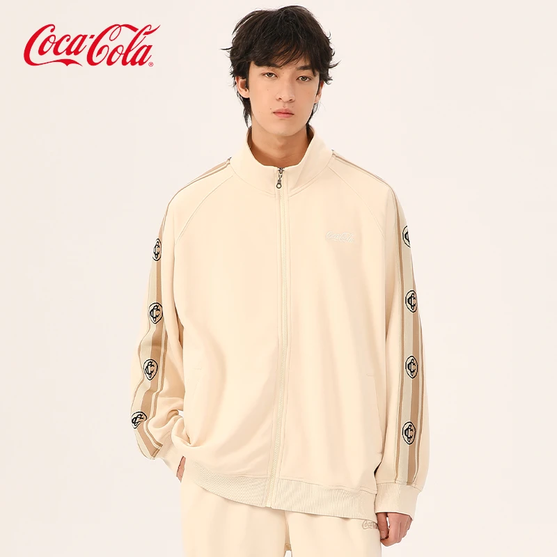 Coca-Cola/可口可乐撞色条纹刺绣宽松休闲夹克男女外套810411950