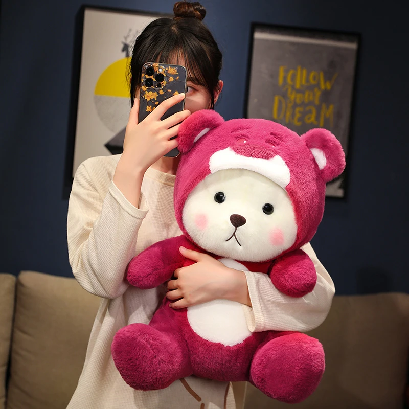 泰迪熊变身熊猫草莓小熊毛绒玩具玩偶公仔女生日礼物睡觉抱枕娃娃