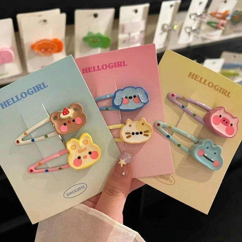 卡通小熊兔子可爱bb夹party系列少女波点刘海夹~碎发发饰边夹发卡