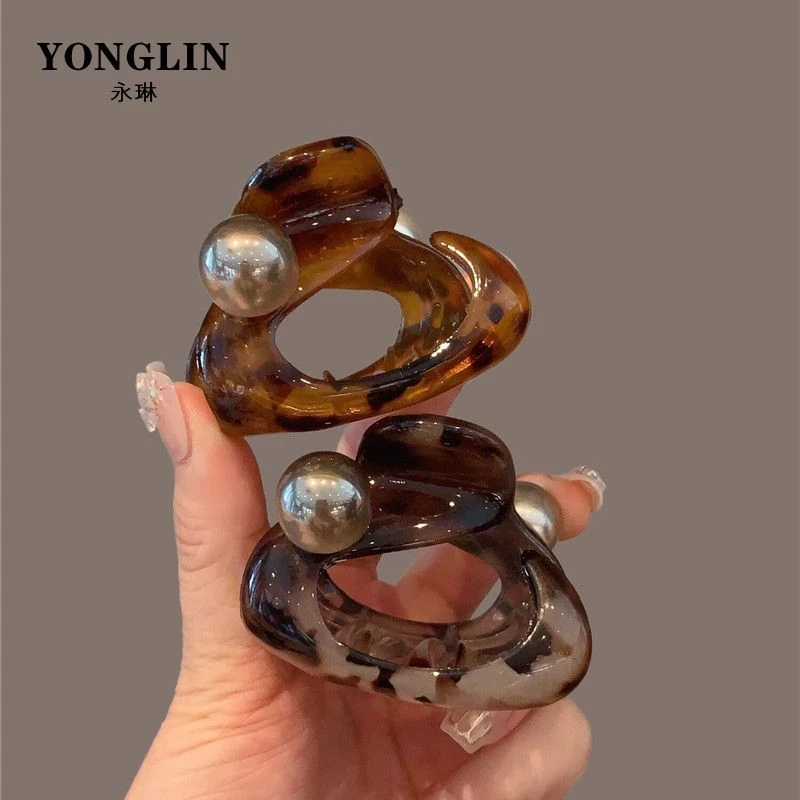 韩国优雅气质发夹女后脑勺鲨鱼夹高级感醋酸抓夹豹纹马尾盘发发卡