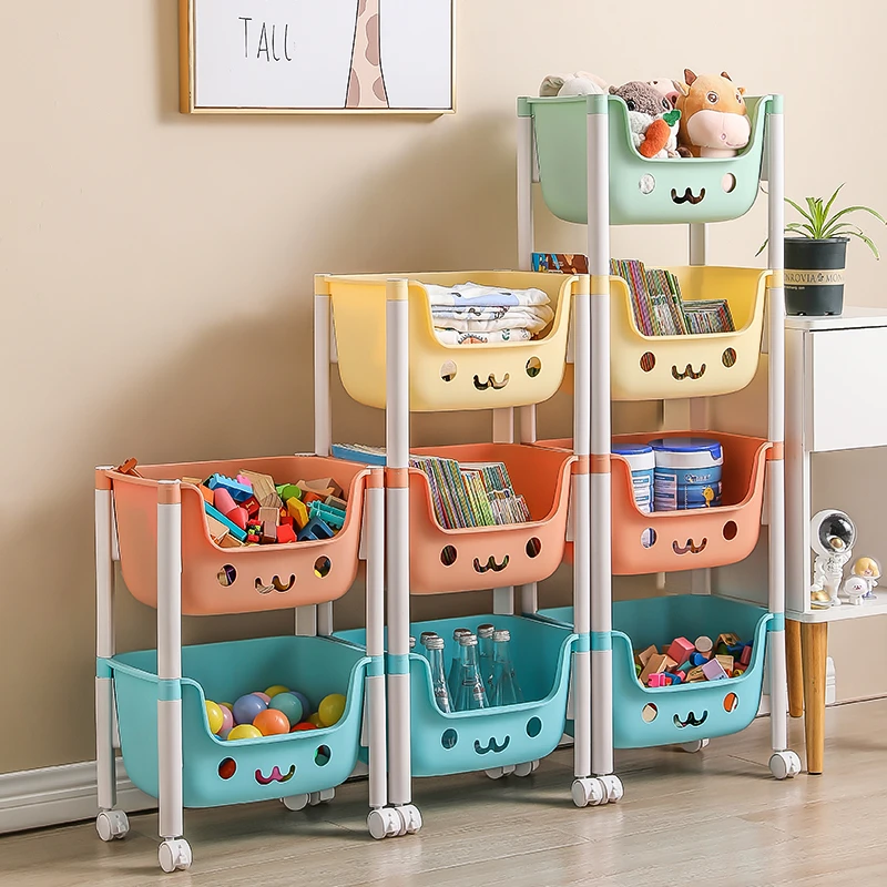 奇喵玩具置物架落地可移动绘本架零食架收纳架整理架可移动储物架