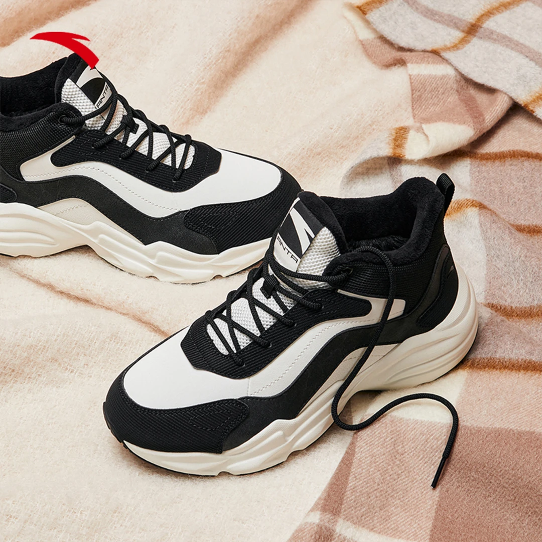 安踏加厚老爹鞋女 春季新款大棉鞋加绒保暖厚底增高百搭运动鞋