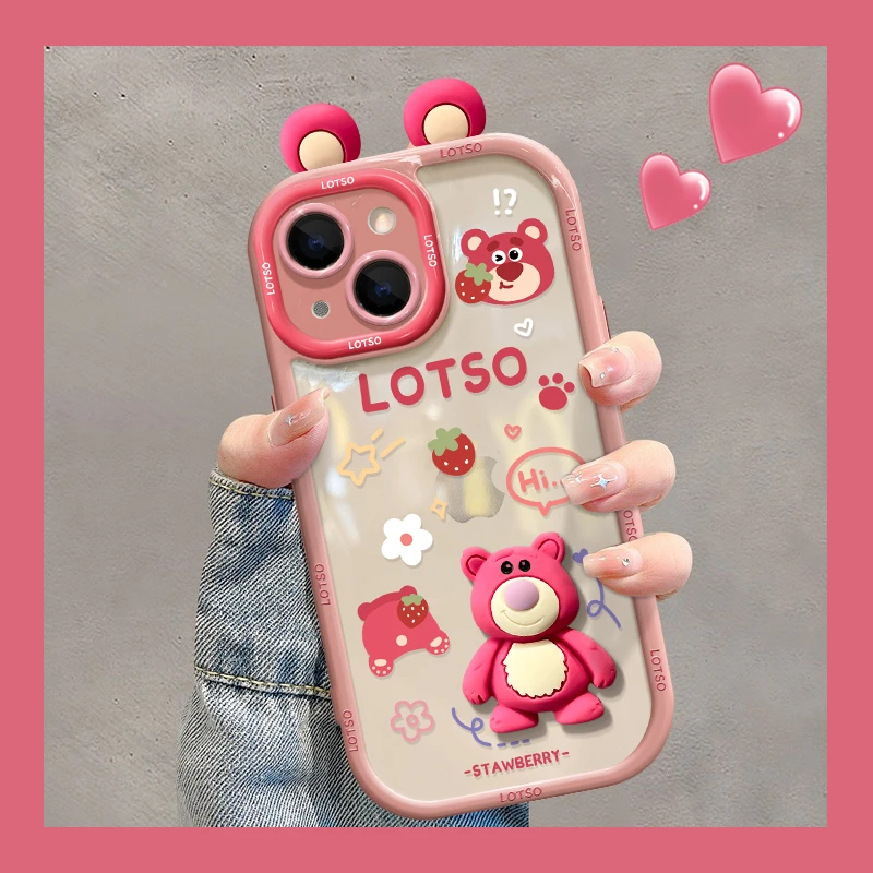 可爱草莓熊苹果13华为vivo女oppo小米iPhone14promax创意手机壳
