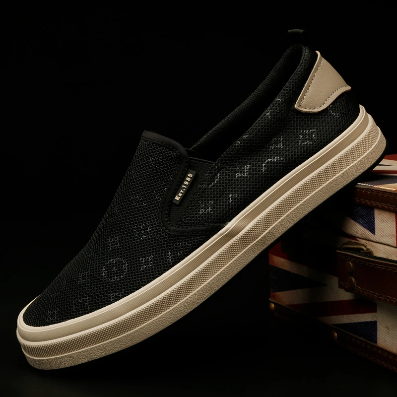 24613 男鞋夏季薄款透气百搭休闲鞋韩版时尚网面潮鞋轻便软底布鞋
