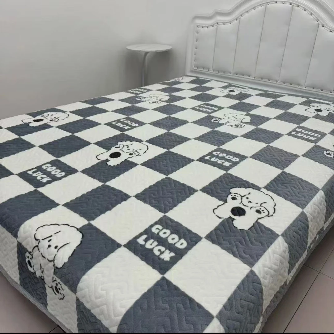 [Sky]格子小狗2024新款加厚宝宝绒床盖炕垫秋冬保暖2m*2.3m