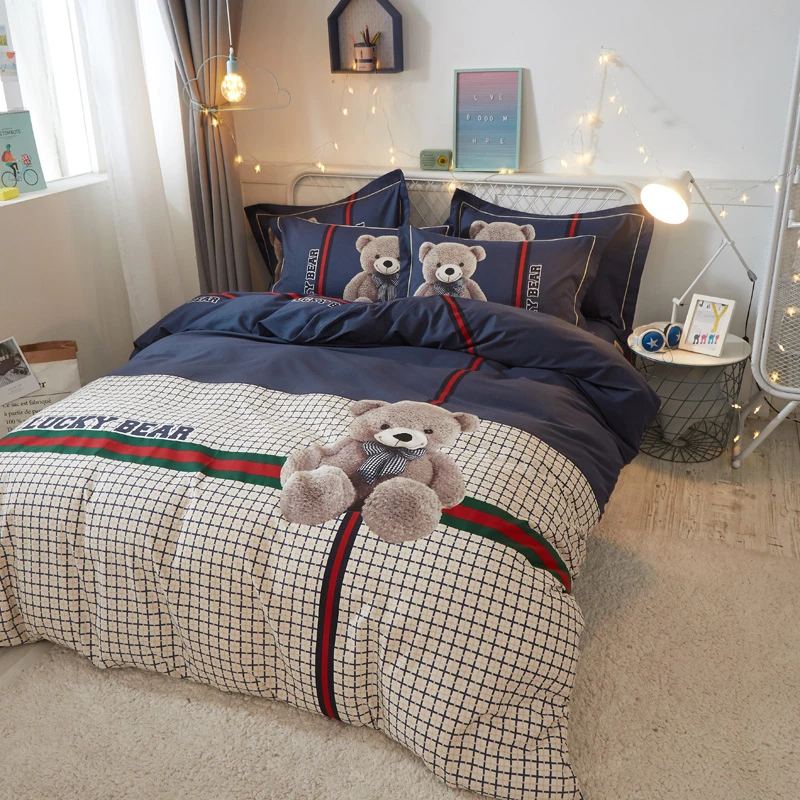 秋冬款纯棉四件套100全棉床单被套4件套纯棉床上用品-幸运熊