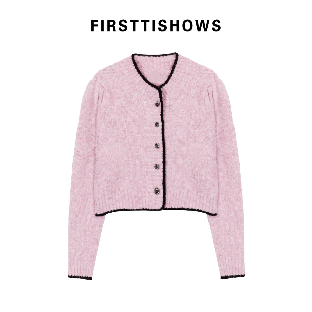 「VITALITY COCO」小香风钻扣立体羊毛圈圈纱粉色气质开衫448