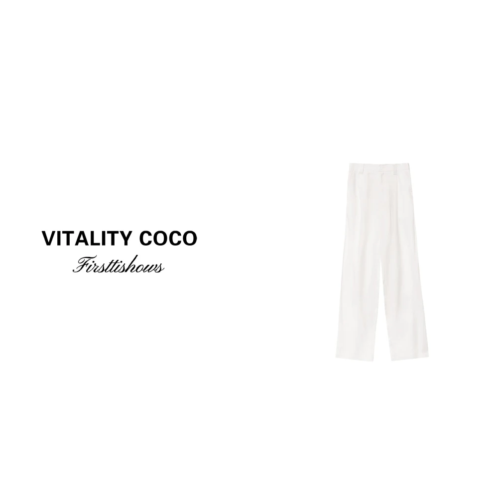 "紫标系列"女装洋气时髦气质裤子女款夏季亚麻高腰阔腿裤279