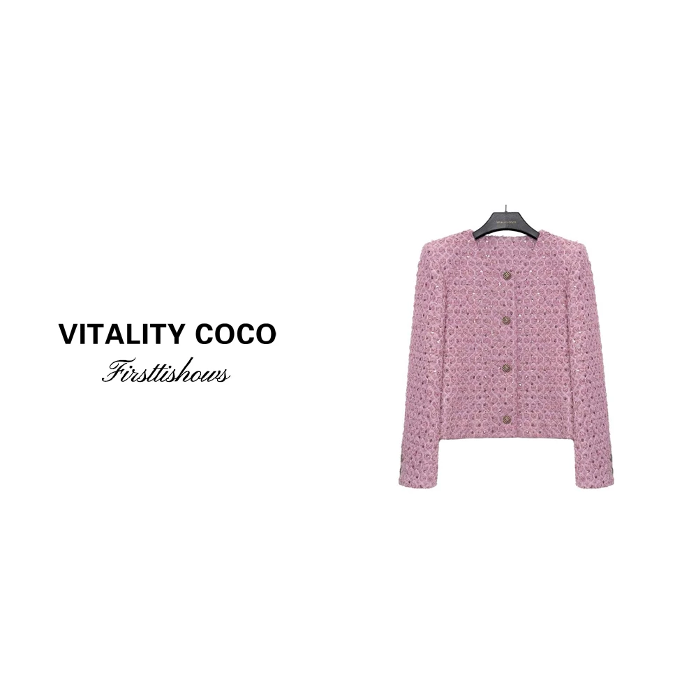 「VITALITY COCO」"可可小姐"法式小香风气质圆领格纹花呢外套257