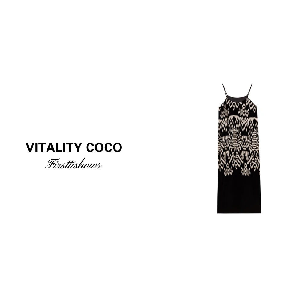 「VITALITY COCO」 【布拉格】秋季复古气质设计感吊带连衣裙-1156