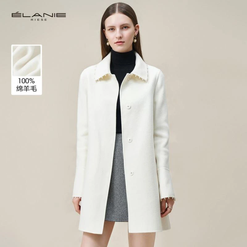 【小费班长】依兰 加厚时尚大气显瘦纯羊毛大衣外套女 E20UF0803D