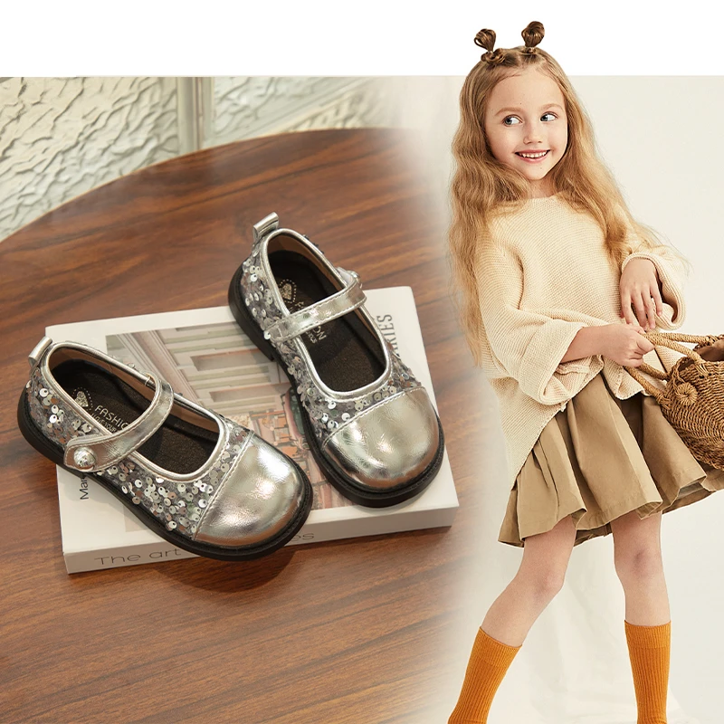 26-36码女童皮鞋春秋新款儿童公主鞋洋气玛丽珍水晶演出鞋配礼服