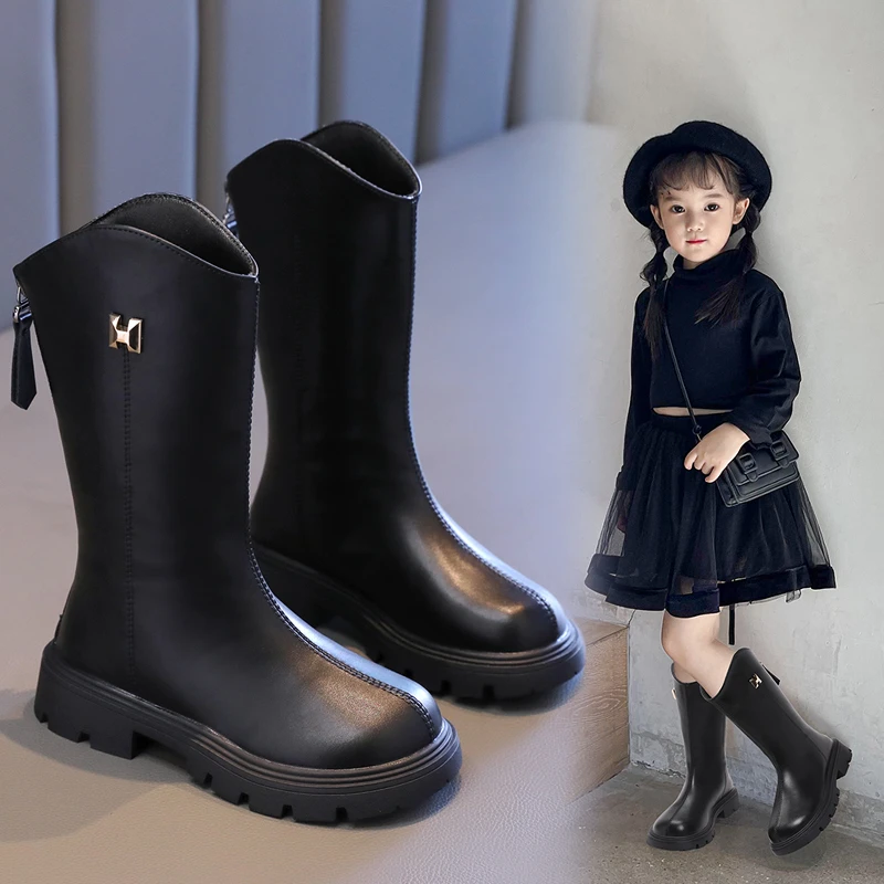 27-37女童鞋子儿童长靴2024秋冬款新款冬季长筒高筒公主洋气女孩