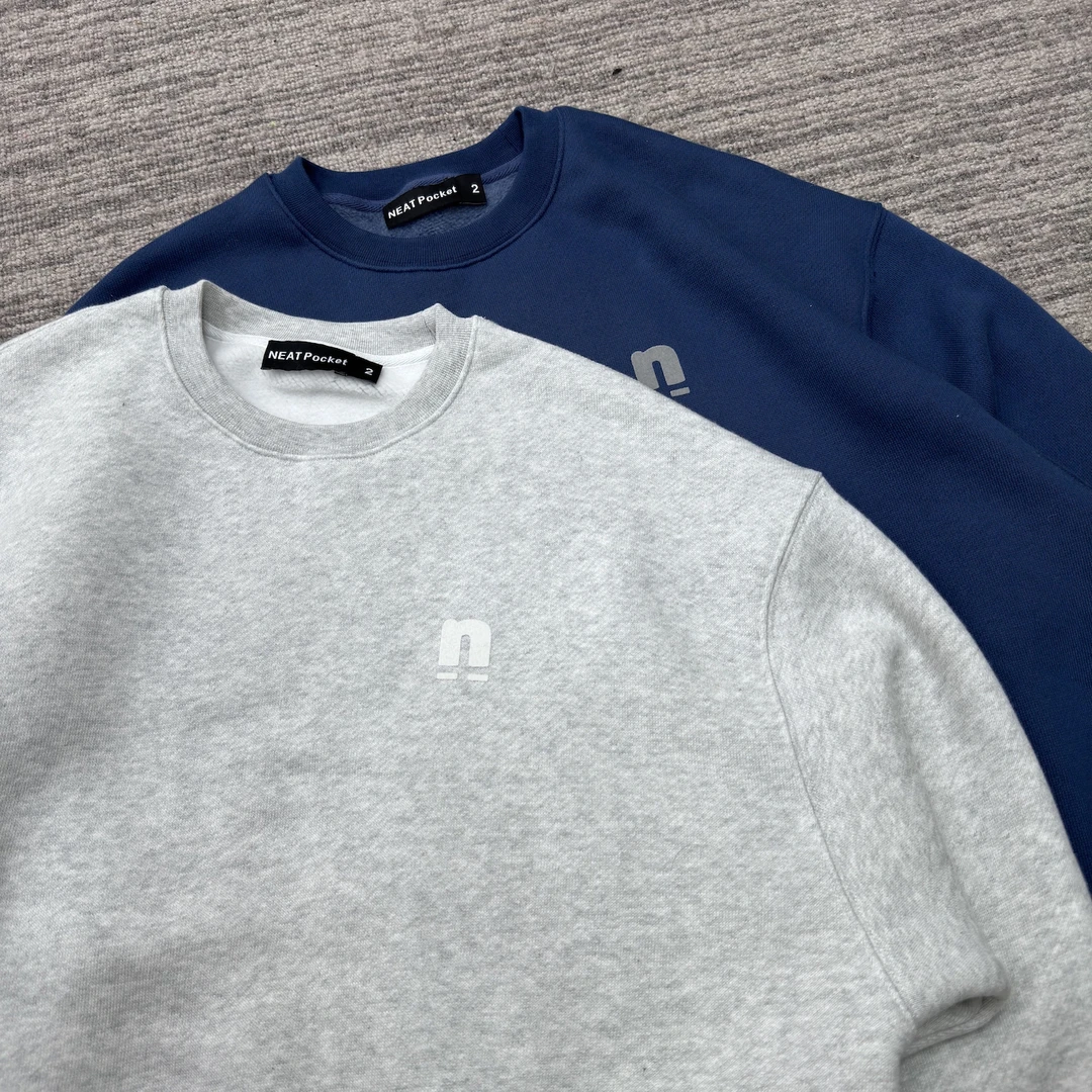 NEAT Pocket 24SS 460g重磅蓬松肉感宽松圆领印花套头卫衣