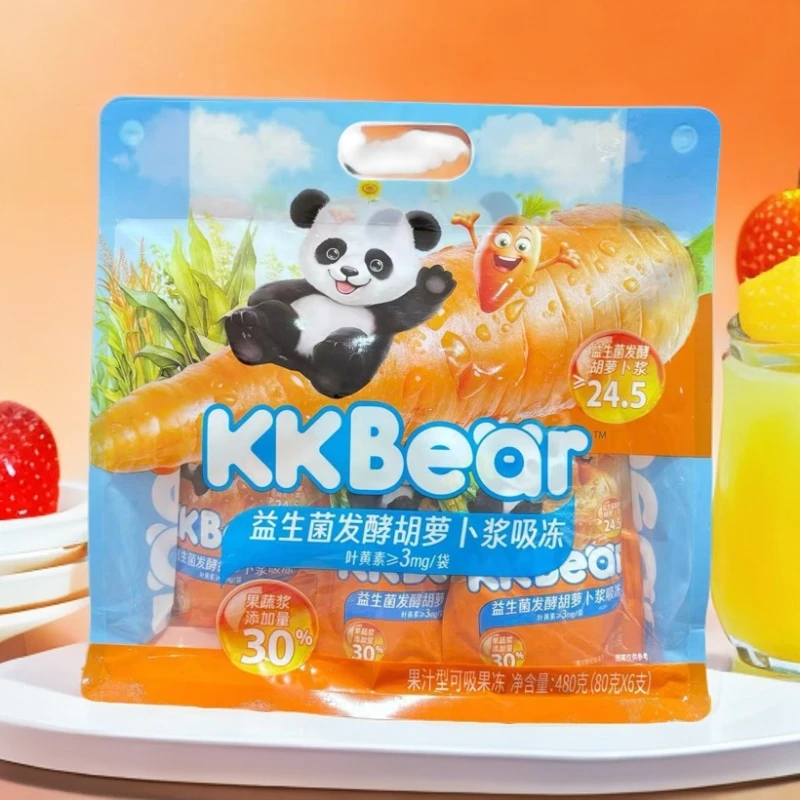 KKBear超友味80克*6支益生菌发酵胡萝卜浆吸冻儿童果汁型休闲饮品
